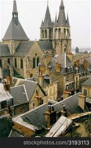 High angle view of a township, Blois, France