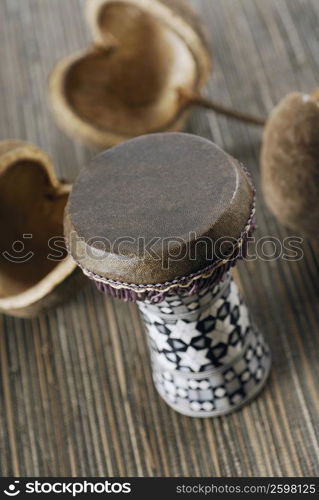 High angle view of a toy drum