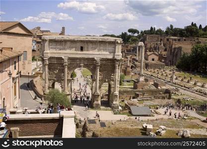 High angle view of a triumphal arch, Arch Of Constantine, Rome, Italy