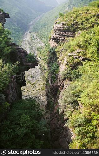 High angle view of a valley, Jiaozuo, Henan Province, China