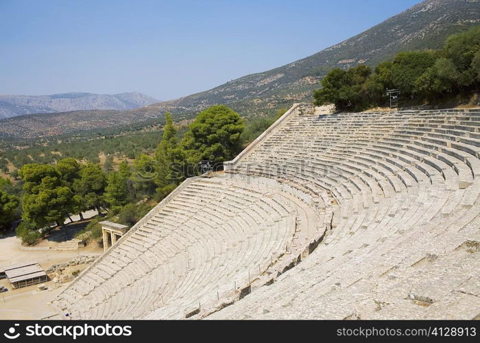 High angle view of an amphitheater, odeon of herodes atticus, Acropolis, Athens, Greece