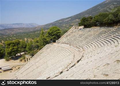 High angle view of an amphitheater, odeon of herodes atticus, Acropolis, Athens, Greece