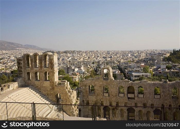 High angle view of an amphitheater, Theater Of Herodes Atticus, Acropolis, Athens, Greece