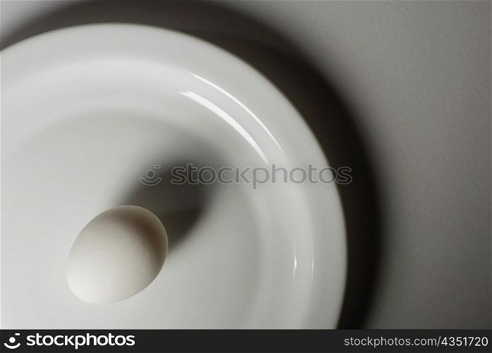 High angle view of an egg on a plate