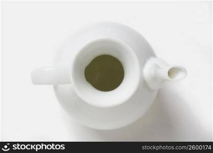 High angle view of an empty ceramic teapot