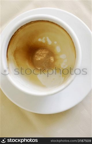 High angle view of an empty cup