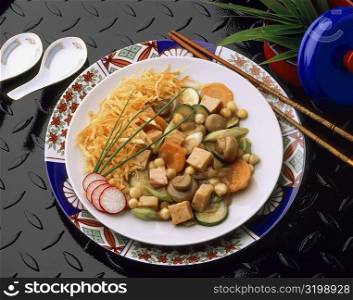 High angle view of an oriental food on a plate