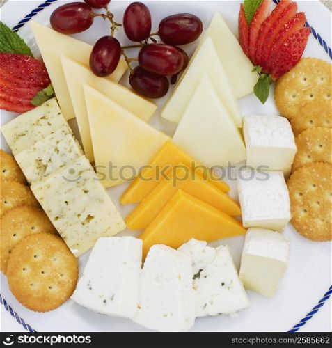 High angle view of assorted food on a plate