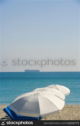 High angle view of beach umbrellas on the beach