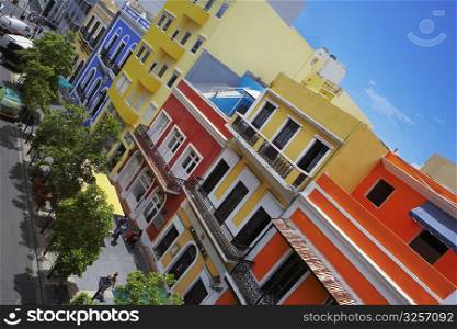 High angle view of buildings along a road, Old San Juan, San Juan, Puerto Rico