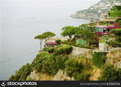 High angle view of buildings at the hillside, Costiera Amalfitana, Salerno, Campania, Italy