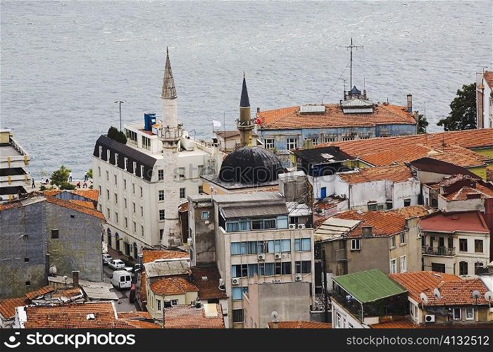 High angle view of buildings at the waterfront, Istanbul, Turkey