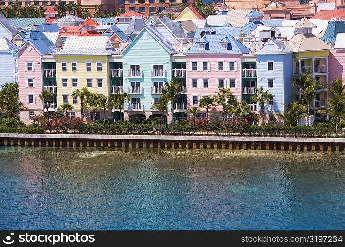 High angle view of buildings at the waterfront, Paradise Island, Bahamas
