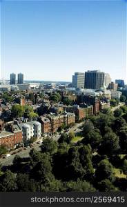 High angle view of buildings in a city, Boston, Massachusetts, USA