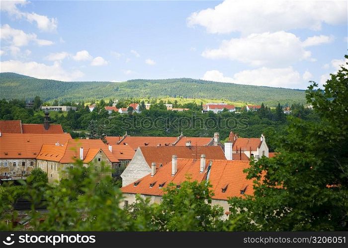 High angle view of buildings in a city, Czech Republic
