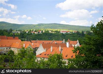 High angle view of buildings in a city, Czech Republic