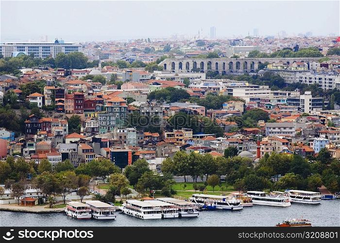 High angle view of buildings in a city, Istanbul, Turkey