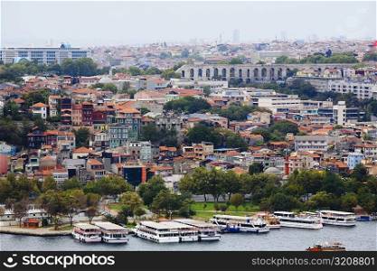 High angle view of buildings in a city, Istanbul, Turkey