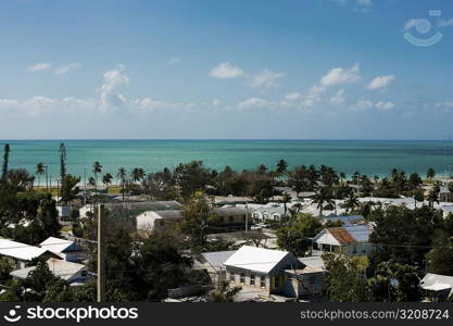 High angle view of buildings in a city, Key West, Florida, USA