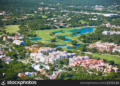 High angle view of buildings in a city, Playa Del Carmen, Quintana Roo, Mexico