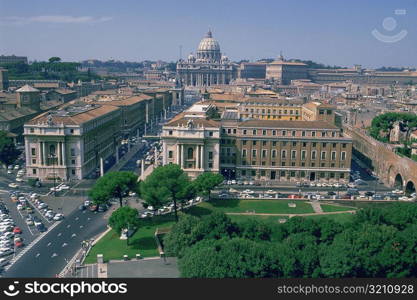High angle view of buildings in a city, Rome, Italy
