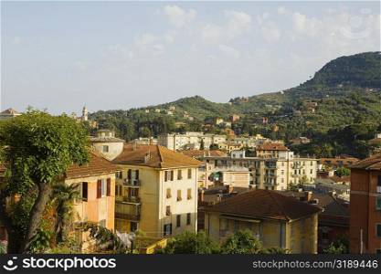 High angle view of buildings in a town, Italian Riviera, Santa Margherita Ligure, Genoa, Liguria, Italy