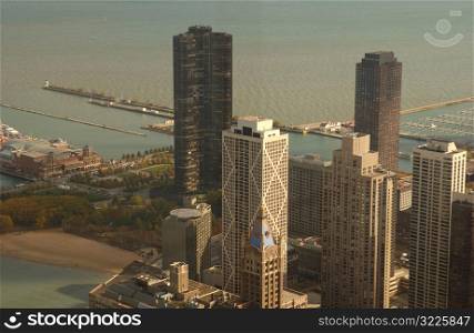 High angle view of buildings in Chicago