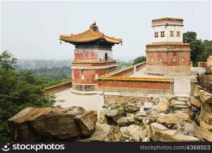 High angle view of buildings, Tower of Dawn Light, Summer Palace, Beijing, China