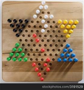 High angle view of Chinese checkers