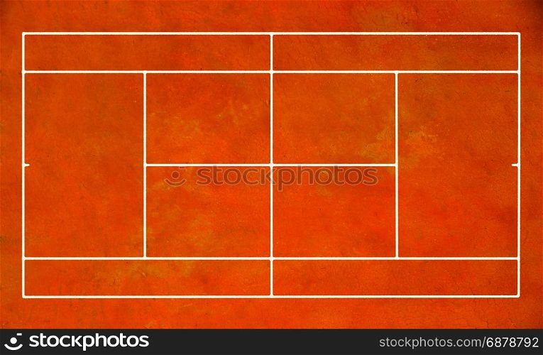high angle view of clay tennis court