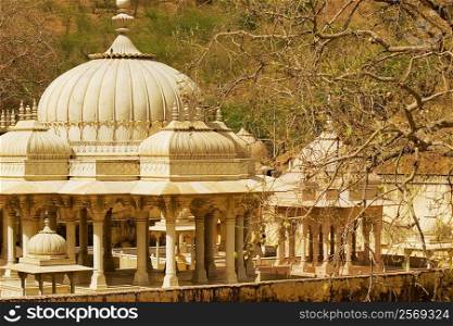 High angle view of domes of a palace, royal Gaitor, Jaipur, Rajasthan, India