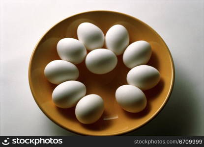 High angle view of eggs in a bowl
