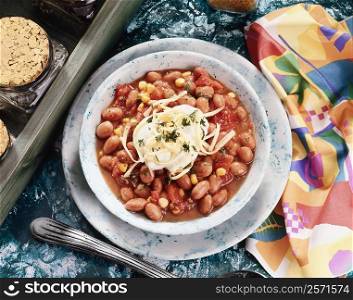 High angle view of frijoles in a bowl