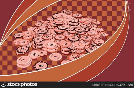 High angle view of gambling chips