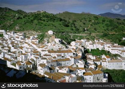 High angle view of houses in a village, Spain