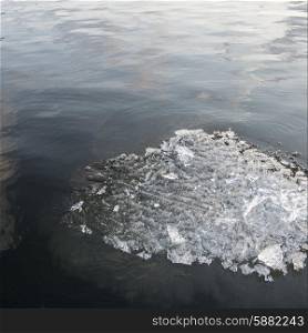 High angle view of ice in a lake, Lake Of The Woods, Ontario, Canada