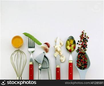 High angle view of kitchen tools
