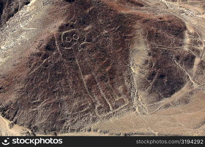 High angle view of Nazca lines, Nazca, Peru