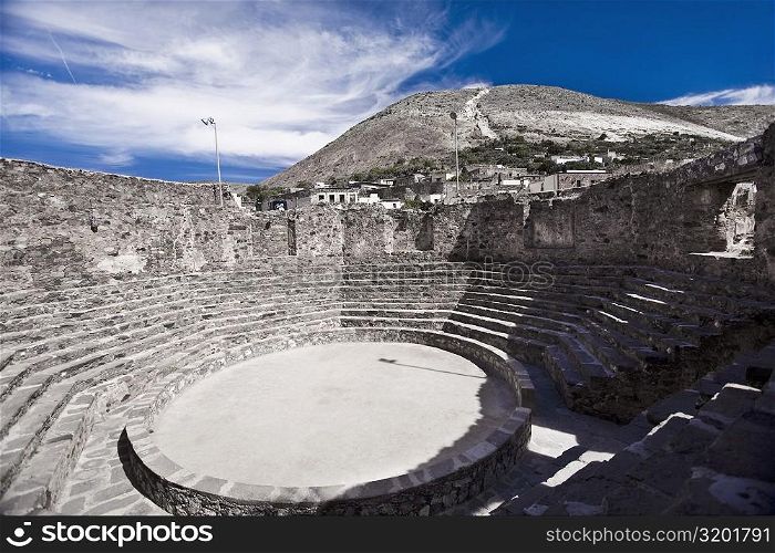High angle view of old ruins of an amphitheater, Real De Catorce, San Luis Potosi, Mexico