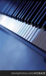 High angle view of piano keyboard
