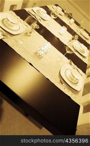 High angle view of place setting on a dining table
