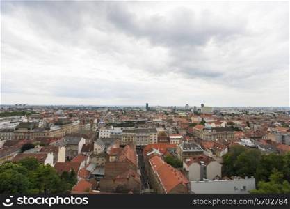 High angle view of residential district in Zagreb, Croatia
