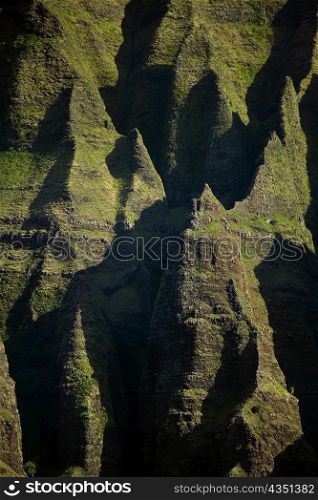 High angle view of rock formations, Na Pali Coast State Park, Kauai, Hawaii Islands, USA