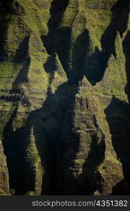 High angle view of rock formations, Na Pali Coast State Park, Kauai, Hawaii Islands, USA