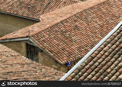 High angle view of rooftops of houses