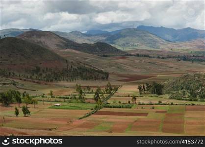 High angle view of Sacred Valley, Cusco Region, Peru