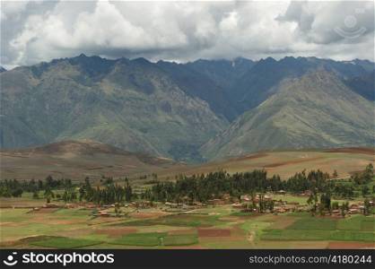 High angle view of Sacred Valley, Cusco Region, Peru
