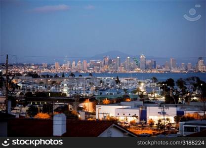 High angle view of San Diego, San Diego, California, USA