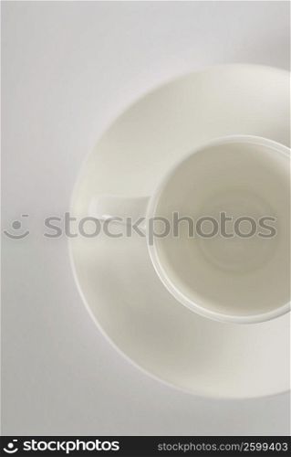 High angle view of tea cup on a saucer