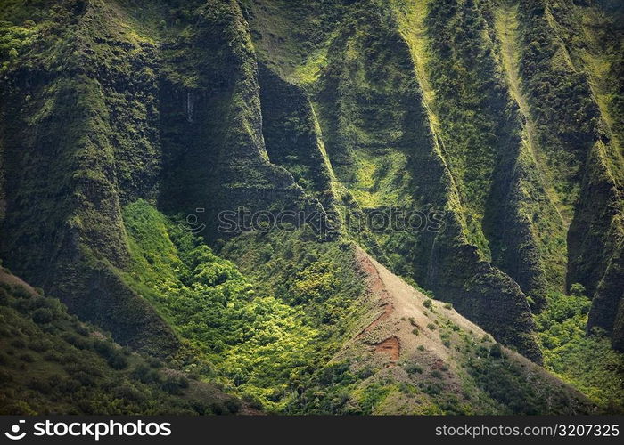 High angle view of the coast, Na Pali Coast, Kauai, Hawaii Islands, USA